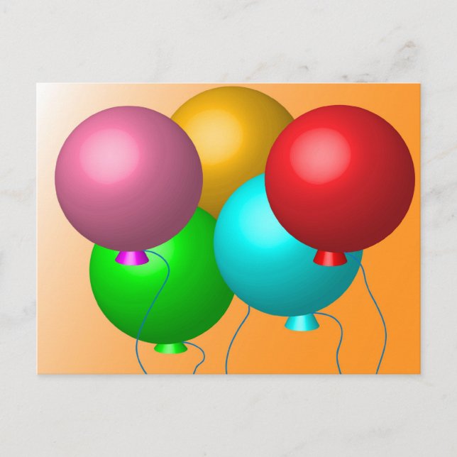 Carte Postale Cinq ballons d'anniversaire (Devant)