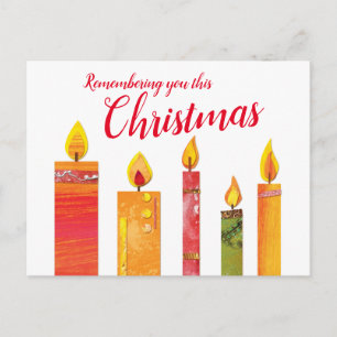 Carte Postale Cinq bougies allumées de Noël découpées papier art