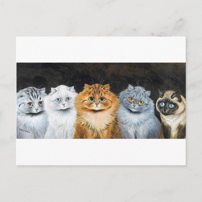 Carte Postale Cinq chats, Louis Wain (Devant)