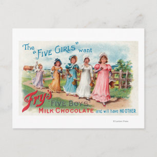 Carte Postale Cinq filles veulent du chocolat au lait pour les c