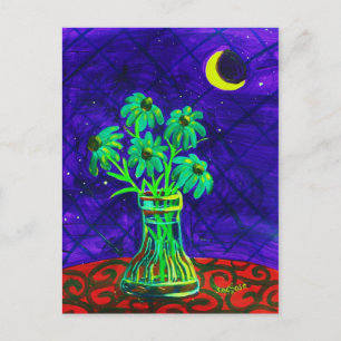 Carte Postale Cinq joyeuses fleurs vertes