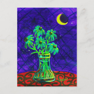 Carte Postale Cinq joyeuses fleurs vertes