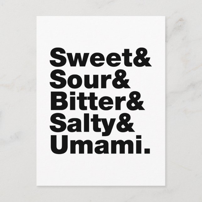Carte Postale Cinq saveurs de base (Devant)