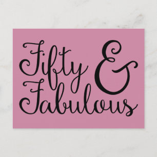 Carte Postale Cinquante et anniversaire fabuleux, typographie