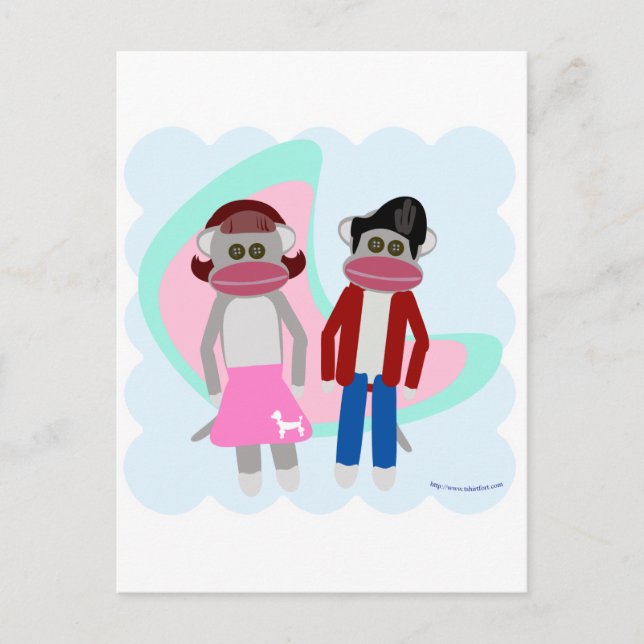 Carte Postale Cinquante Sock Hop Sock Monkeys (Devant)