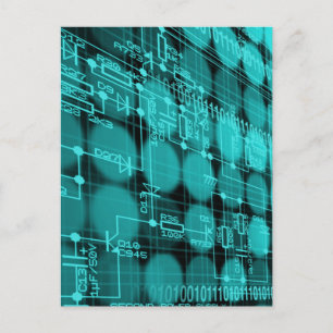 Carte Postale Circuit informatique futuriste Cyberpunk