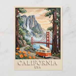 Carte Postale Circuit routier vintage en Californie, paysage tex