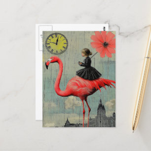 Carte Postale Circuler dans un Flamant rose rose