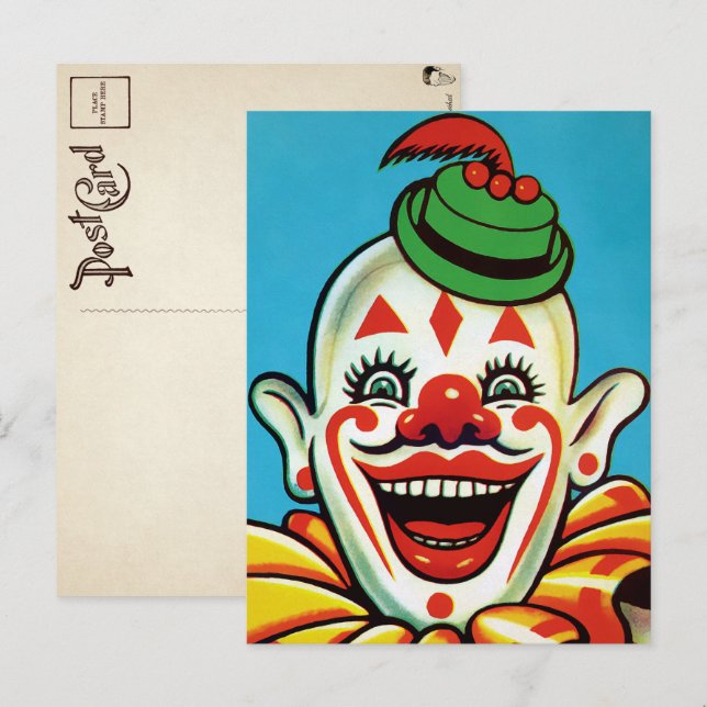Carte postale Circus Clown Art vintage (Devant / Derrière)