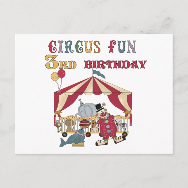 Carte Postale Cirque 3e Anniversaire Tshirts et cadeaux (Devant)