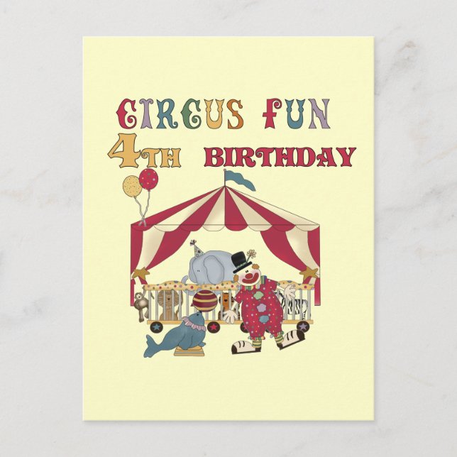 Carte Postale Cirque 4e Anniversaire Tshirts et cadeaux (Devant)