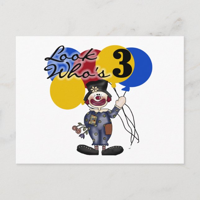Carte Postale Cirque Clown 3e Anniversaire Tshirts et cadeaux (Devant)
