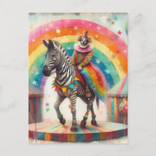 Carte Postale Cirque Clown et Zebra