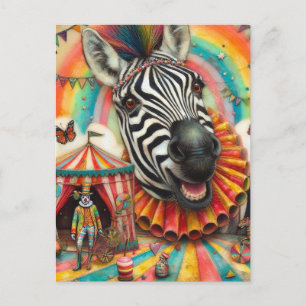 Carte Postale Cirque de Clown Zèbre