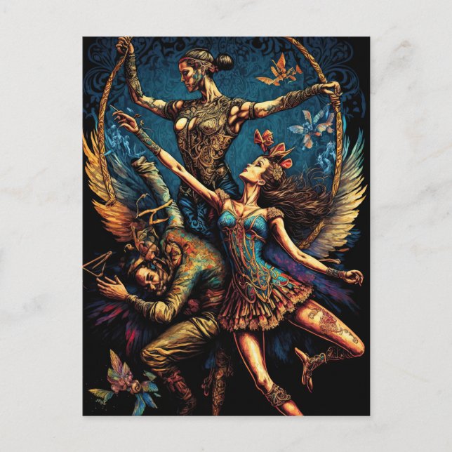 Carte Postale Cirque Trapeze Artistes Artistes Spectateurs Festi (Devant)