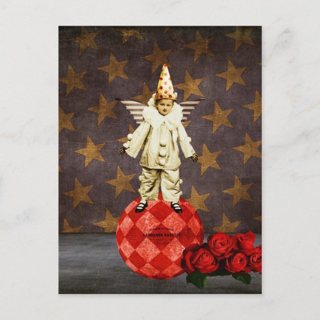 Carte Postale Cirque vintage Angel Clown (Devant)