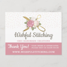 Carte Postale Ciseaux à coudre en or Merci Chic Chic 4-Photo