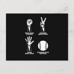 Carte Postale Ciseaux en papier de roche Softball Pitcher Catche
