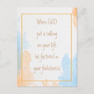 Carte Postale Citation amusante inspirante sur l'appel de Dieu