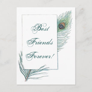 Carte Postale Citation BFF Inspirationnelle de plumes de paon vi