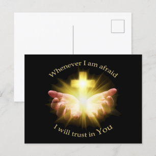 Carte Postale Citation biblique avec les mains tenant Croix