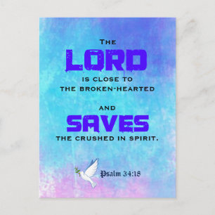 Carte Postale Citation biblique Inspirationnelle Psaume 34:18