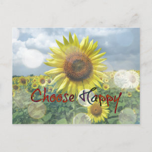 Carte Postale Citation Choisir le Bonheur avec Tournesols