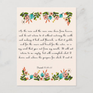 Carte Postale Citation chrétienne Art - Isaïe 55:10-11