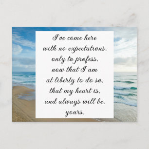 Carte Postale Citation d'amour de Jane Austen sur l'océan bleu r