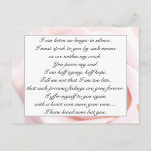 Carte Postale Citation d'amour romantique rose pâle florale de J