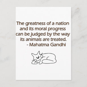 Carte Postale Citation d'animaux de Gandhi avec le chat