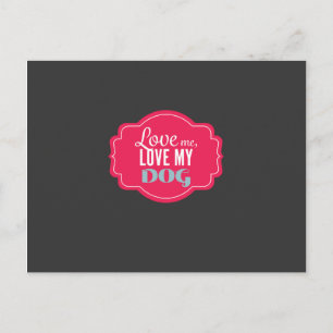 Carte Postale Citation de chien rose vif en typographie décorati