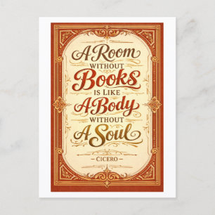 Carte Postale Citation de Cicéron "Une pièce sans livres"