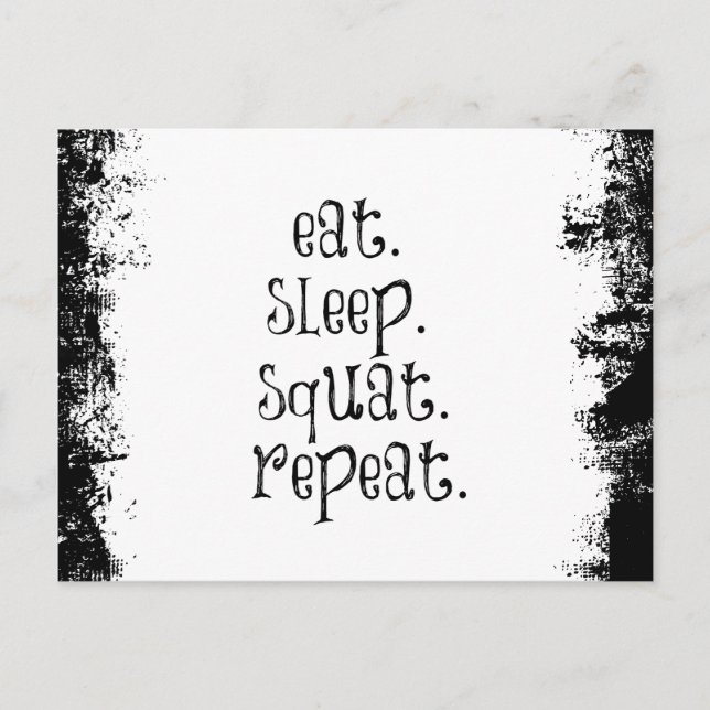 Carte Postale Citation De Fitness Gym : Manger, Dormir, Squat (Devant)