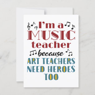 Carte Postale Citation de héros enseignant de musique amusante