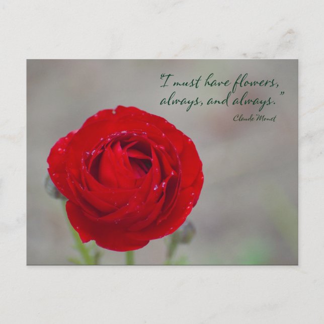 Carte Postale Citation de jardin Inspiration Fleur Rouge Monet (Devant)