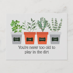 Carte Postale Citation de jardinage amusant jamais trop vieux