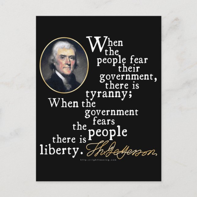 Carte Postale Citation de Jefferson Tyranny-Liberty (Devant)