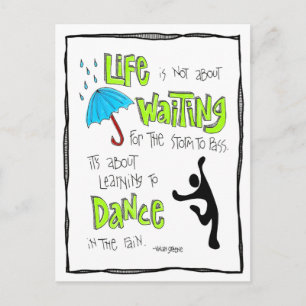 Carte postale: Citation de la danse dans la pluie