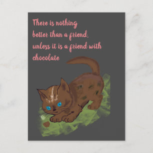 Carte Postale Citation de l'ami du chat au chocolat