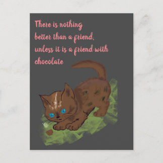 Carte Postale Citation de l'ami du chat au chocolat