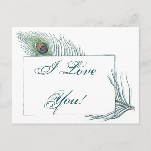 Carte Postale Citation de l'amour romantique Peacock inspiration (Devant)