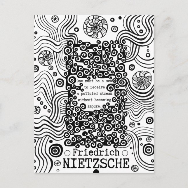 Carte Postale Citation de l'encre de mer PURE par Nietzsche (Devant)