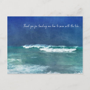 Carte Postale Citation de l'océan hawaïen Vaves Aqua Surf bleu T