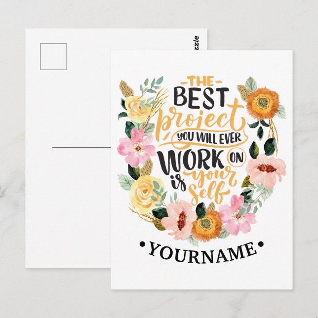 Carte Postale Citation de motivation de l'élégante inspiration f (Devant / Derrière)