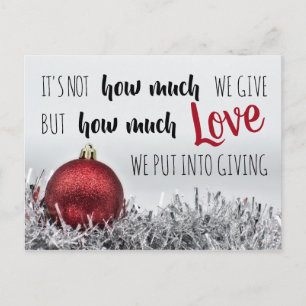 Carte Postale Citation de Noël inspirante avec décoration rouge