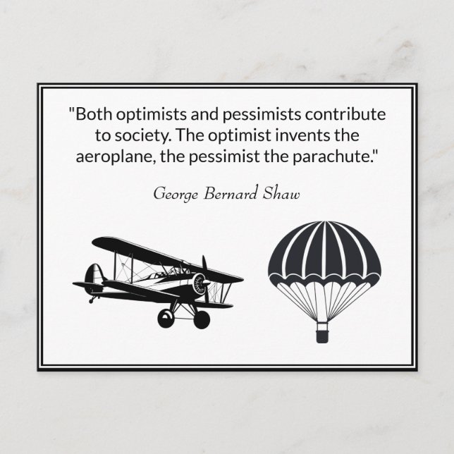 Carte Postale Citation de parachute d'avion George Bernard Shaw (Devant)