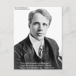 Carte Postale Citation de Robert Frost "Route Parcourue" sur Car