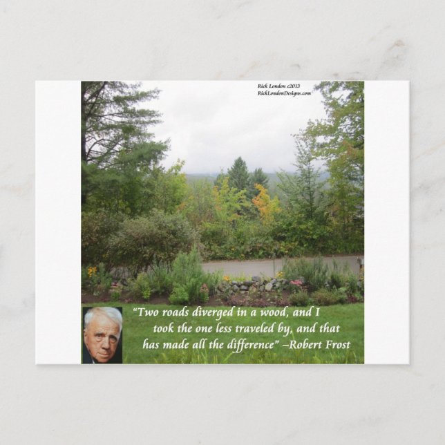 Carte Postale Citation de Robert Frost Wisdom "Road Less Travell (Devant)