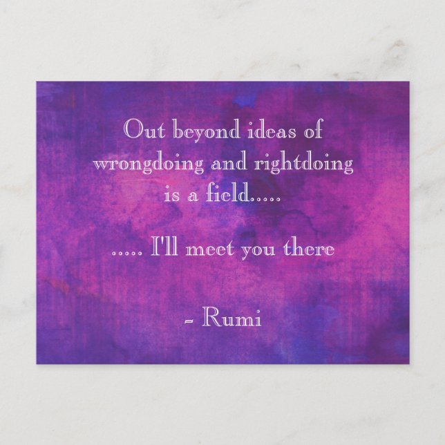 Carte Postale Citation de Rumi inspirée sur l'Abstrait pourpre (Devant)